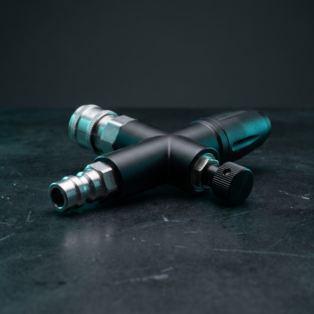 Matte black foam cannon with brass quick-connect fitting